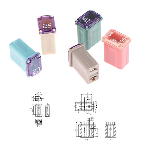 Mini fusibile quadrata 15A 20A 25A 30A 40A PEC Auto Auto Fuse con scatola di plastica impermeabile per presa