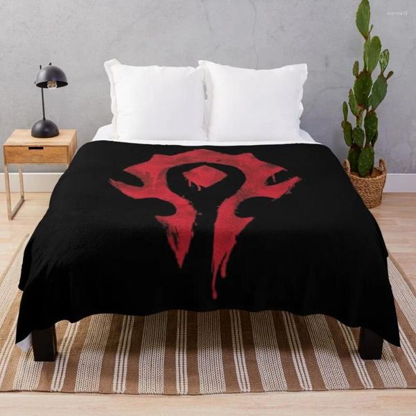 Cobertores O Bloody Horde Logo Classic Throw Blanket Travel Camping multiuso