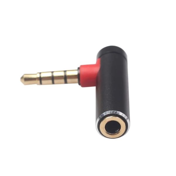 Adaptador de áudio de forma de 3,5 mm L 3,5 Jack masculino para fêmea Adaptador de conversor de áudio de 90 graus para Aux Speaker Cable fone de carro