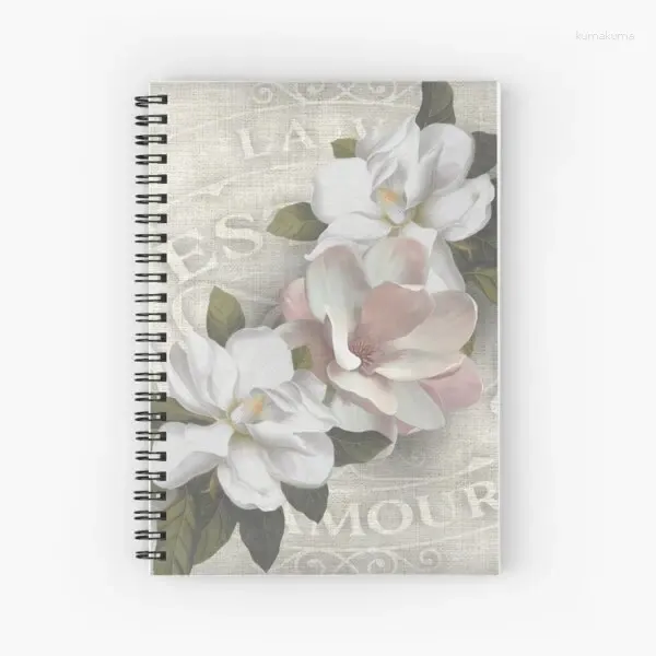 Magnolia Flower Spiral Journal Notebook for Women Men Regali Memo Notepad School Stuff Notes Note Study Work