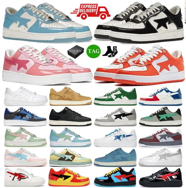 Sapatos de grife panda sk8 sta baixa tênis branco cinza patente preto pastel azul amarelo verde laranja laranja marrom marrom marrom camurça camuflada homens bordôs homens sapatos edop#