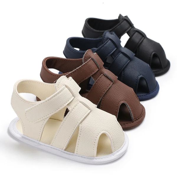 Sandálias de bebê de 0 a 6 12 meses de moda PU couro de couro sandálias para meninos nascidos sandálias infantis de verão sapatos 240409