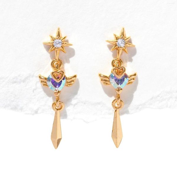 Orecchini per borchie Ins Cute Colorful Zircon Star Heart Wing Small for Women Girls Fashion Jewelry Gift