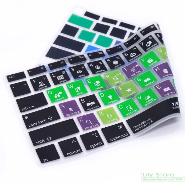 Skins Silicon Keyboard Deckhaut für MacBook Air 13 Zoll 2021 2020 Touch ID A2179 und A2337 M1 Chip Final Cut Pro X Shortcut Hotkey