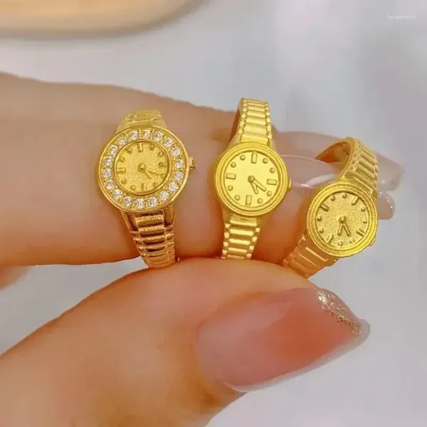 Кластерные кольца 1pcs панк для женщин Man Retro Gold Color Watch Shape Кольцо кольцо регулируемое открытие ювелирных аксессуаров подарок