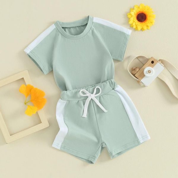 Kleidungssets Sommer-Baby-Kleidung Shorts Outfits für Mädchen Jungen Mode Kontrast Farbe Kurzarm T-Shirt Kleinkind Säuglingsanzüge