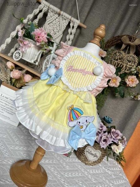 Abbigliamento per cani Abbigliamento per cani Abito per animali domestici giallo primavera estate cargo vestito di principessa lolita fatto a mano per cucciolo di piccole dimensioni arriva gonne da festa l46