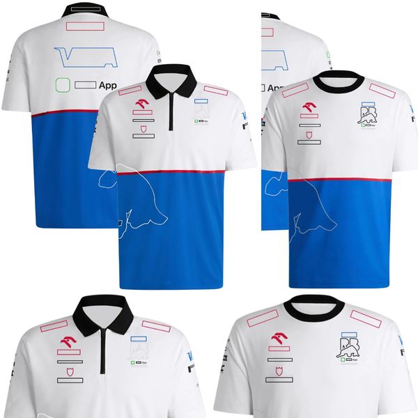 F1 T-Shirt Erkekler için 2024 Formül 1 Team Logo T-Shirt Zip Yaka Polo Gömlek Yeni Sezon Yarışları Fan Moda Crew Boyun Kısa Kollu Jersey
