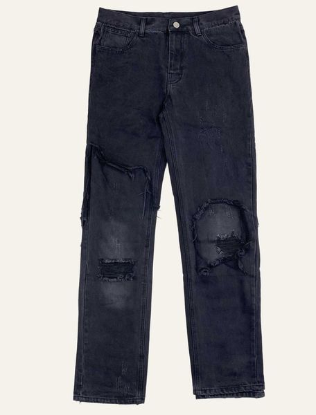 Jeans men039s raf twocolor twolayer cucitura distruzione Destruction Destruction lavati jeans sciolto gamba dritta High Street Pan9623622