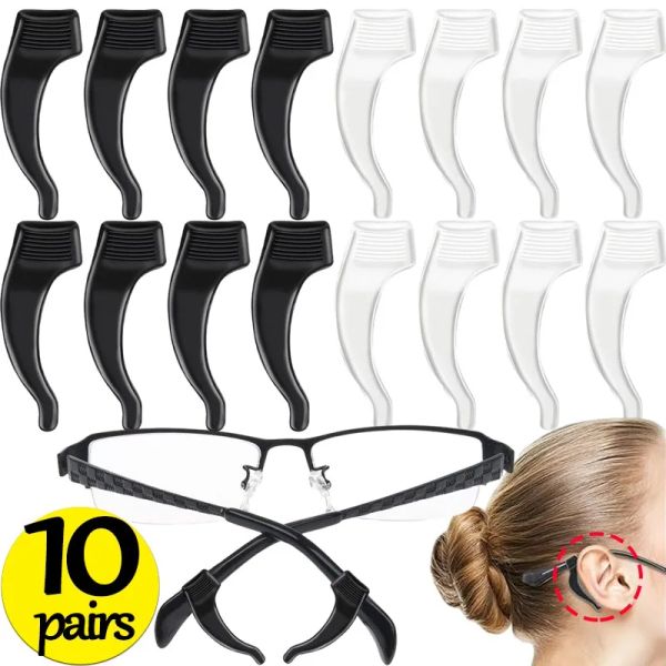 1/10Pairs Silicone Antiskídeo Clear Ear ganchos de óculos anti -deslizamento e anti -caídos para os fones de ouvido Os óculos de sol com os prendedores de manga de moldura