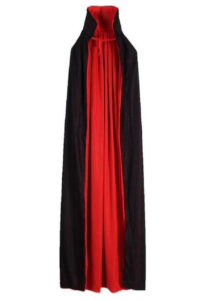 90 cm da 120 cm Vampire Cloak Cape Standup Cap Red Black Reversible Reversible per Halloween in costume a tema Fesplay Men Women8091237