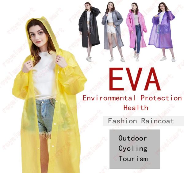 Eva nicht spisposabler Regenmantel Erwachsener Mode Clear Regentoure Poncho Outdoor Tourismus Verdickte Designs Slicker wiederverwendbares Regenmantel DHL 9579775