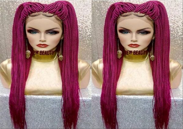 Nuovo Blackpink Red Color Euncinetto Wig Wig Long Box Bence Full Lace Front Wig Affermatura Sintetica Capelli per donne nere 6287092