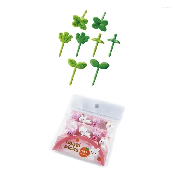 Posate usa e getta 8 pezzi Fruit Food Picks Green Plant Aboveds Smageti forchette Materiale plastico per dessert W3JE