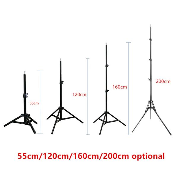 Tripés 55/120/160/200cm fotografia opcional Tripé Light Stand para Yongnuo Godox Viltrox LED VÍDEO LIGHT SOFTBOTBOL Bordal Ring Lamp