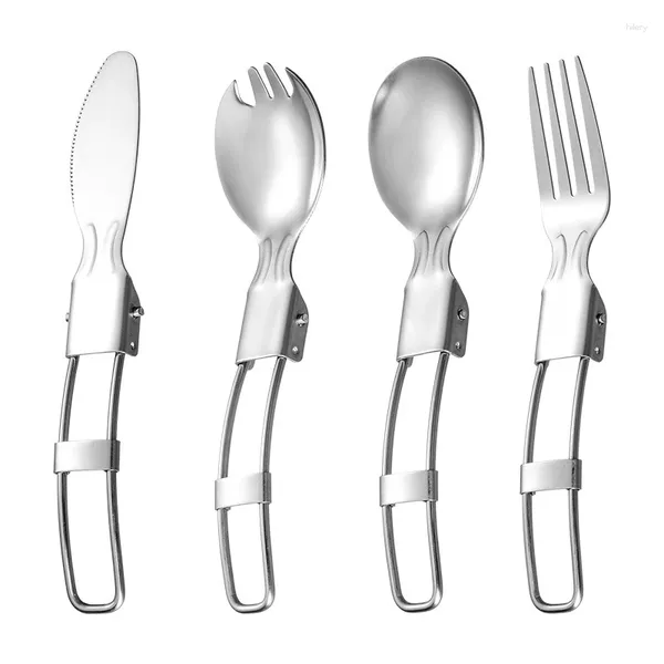 Cucchiai 304 in acciaio inossidabile pieghevole pieghevole cucciolo forcella esterno per tavoli portatile per tavole da cucina utensili da cucina