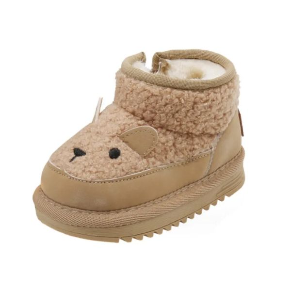 Stivali 2023 Nuovo stivali da neve per bambini invernale in pelle carina pecora da pecora scarpe da ragazzi caldi peluche sola sola cuci