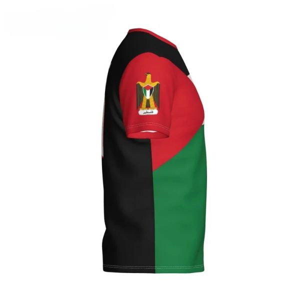 Número personalizado Número Palestina Flag Emblema 3D Camisetas Roupas para homens Mulheres Teses de futebol de futebol de futebol camiseta de futebol de futebol