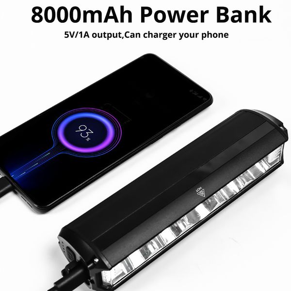 8000mAh 5 LED 5*P90 Bike Frente frontal à prova d'água lanterna LED Bicicleta Luz recarregável 6000lm Acessórios para bicicletas faróis