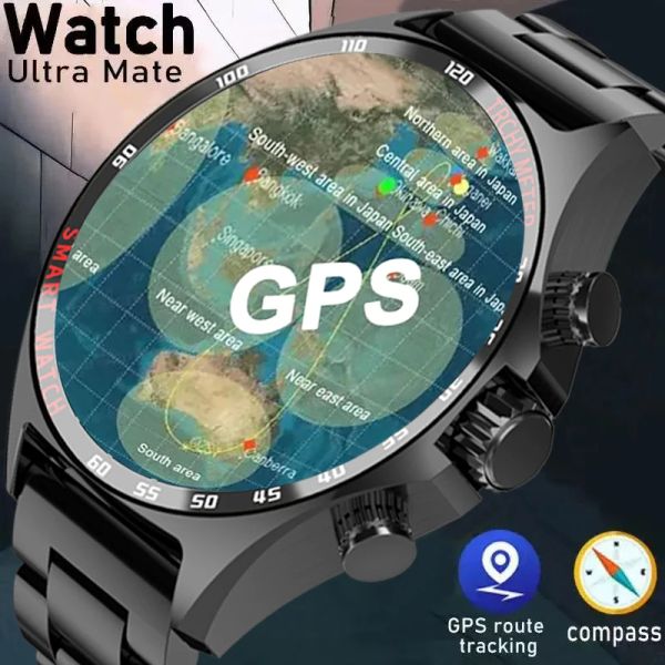 Orologi 2023 GPS New Smart Watch Men Ushiproor Compass Sports Fitness Bracciale Bluetooth Chiamata Smartwatch impermeabile per Android iOS