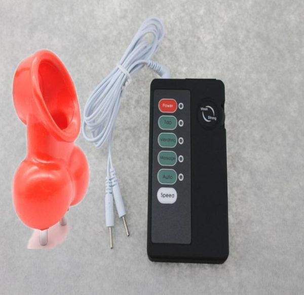 Soft Scrotum -Bindungsvorrichtung männlicher elektronischer Puls skrotalgebundener Penisringe Hahn Cage Clear Sex Toy2898994