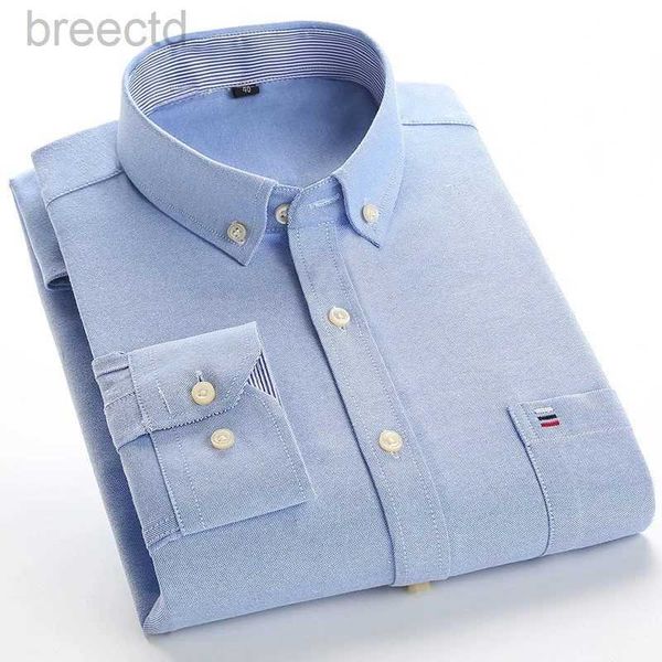 Мужские повседневные рубашки 100% хлопковые мужские мужские рубашки оксфордская рубашка формальные деловые рубашки хлопковые белые голубые повседневные рубашка для оборотов корейская одежда 240409