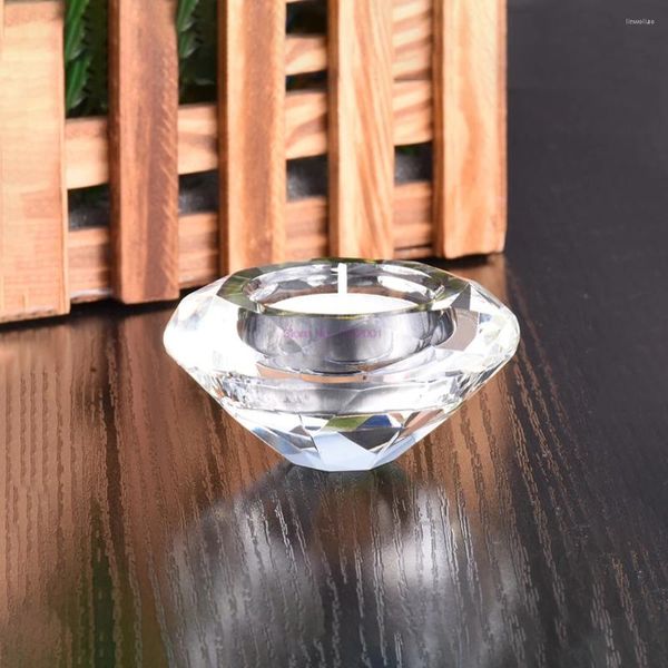 Kerzenhalter 50pcs/Los Clear Crystal Glass Candlestick Diamond-förmiger Halter für Kerzenlichtdekoration Haus