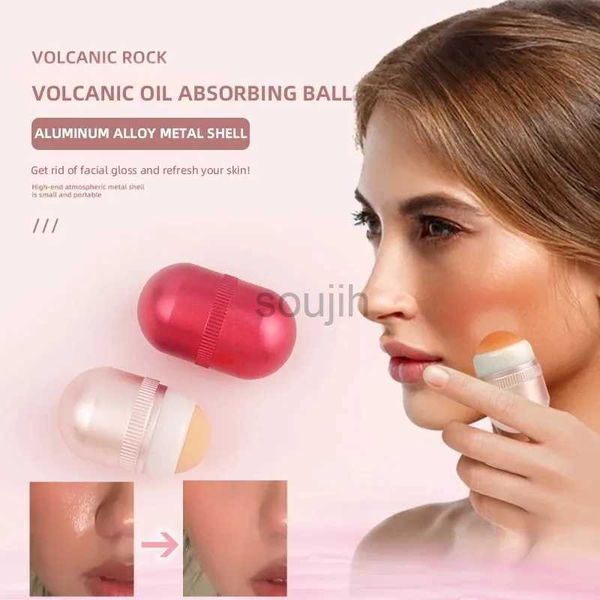 Gesichtsmassagebeistung Mini Vulkansteinöl absorbierende Kugel Gesichtsöl absorbierende Walzen T-Zoneöl Entfernen Rollstäbchen Porenreiniger Gesichtshaut Hautpflege 240409