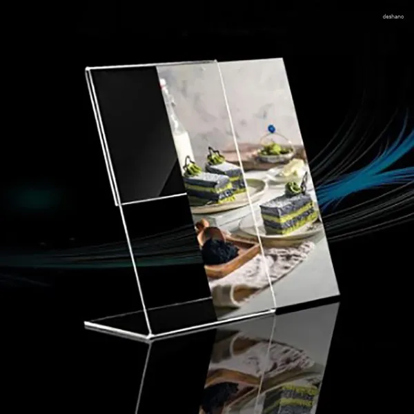 Quadros elegantes transparentes acrílico quadro de quadro exibir suporte de mesa de mesa de preço de preços de preços de preços de clipe de bastão significa presentes