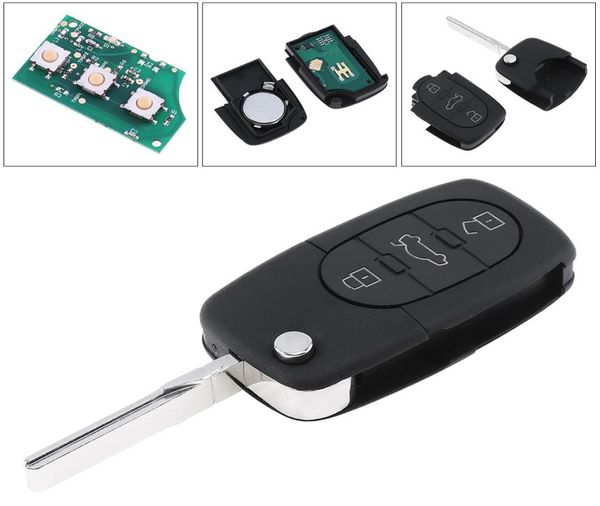 Bütün 3 düğme anahtarsız kesilmemiş flip tuş fob id48 çip 4d0837231a Audi A3 A4 A6 A8 Eski Modeller için Key10K4264896