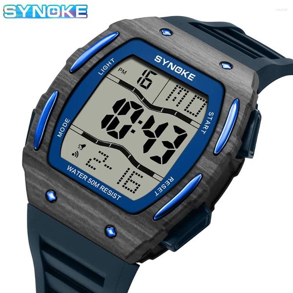 Orologi da polso orologio digitale maschile 50m impermeabile sport tonneau numeri grandi numeri facili da leggere orologio da polso per uomo