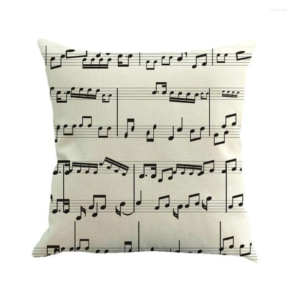 Подушка квадратная льняная музыкальная нота с печеночной чехлой для подушки домашний декор.