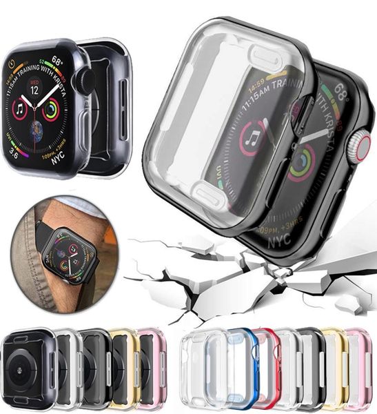 360 Tampa completa de relógio fino para a caixa de relógio Apple 5 4 3 2 1 42mm 38mm Soft Clear TPU Screen Protector para iwatch 4 3 44mm 40mm4278976