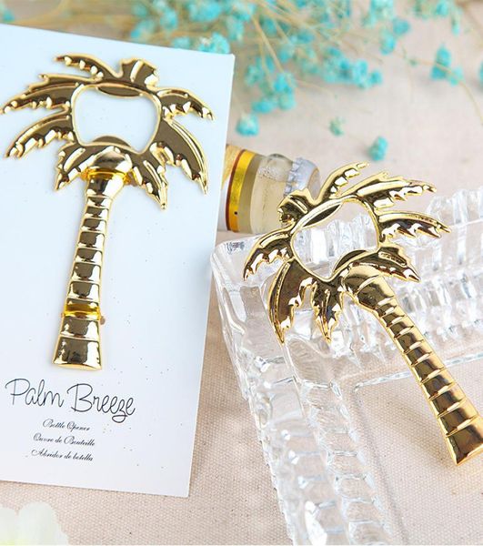 100pcs Gold Palm Tree Flaschenöffner Hochzeit bevorzugt Beach Party Giveaways Event Keepsake Birthday Party Supplies 4845890