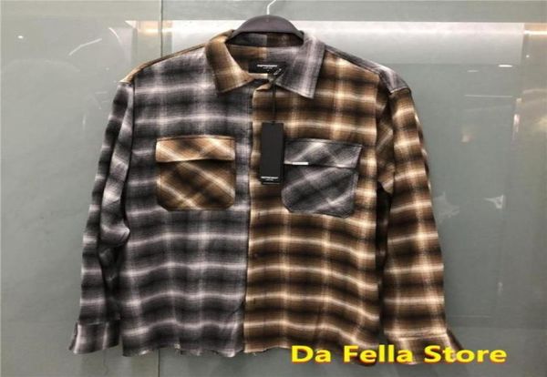 Camicie casual men039s camicia di flanella divisa 20fw uomini donne che controllano il design mixaggio camicetta leggermente oversize ad alta qualità3289161