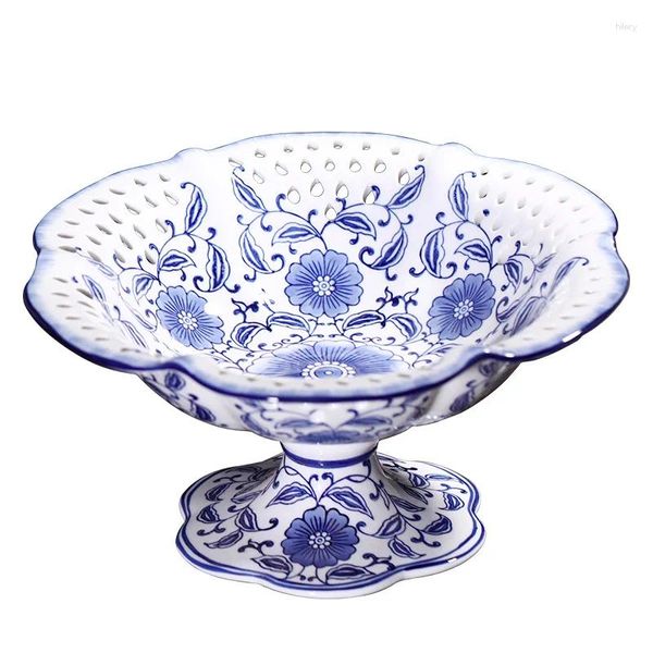 Ciotole ciotola blu e bianco in porcellana di porcellana snack secchi in stile cinese soggiorno decorazione tavolino da caffè