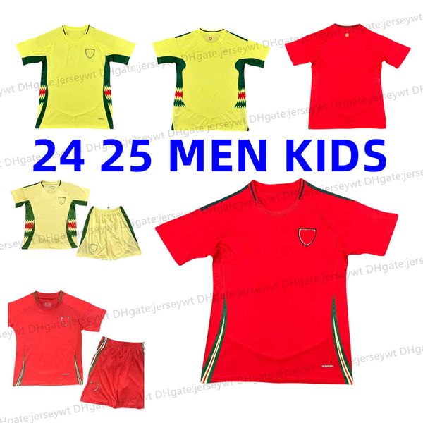 Wales 2024 Fußballtrikot Wilson Ramsey Bale Euro Cup 2025 Nationalmannschaft 24 25 Fußballhemd Männer Kinder Kit Home Red Away Yellow Men Uniform Brooks Johnson Maillot de Foot