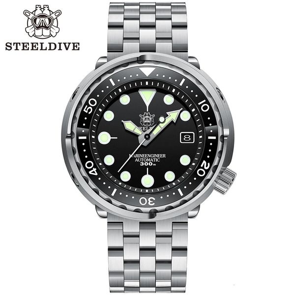 Steeldive SD1975 Прибытие Blue Hole Rubber лента из нержавеющей стали 316 л Men Watch Automatic Tuna Can Diver Watch 240409