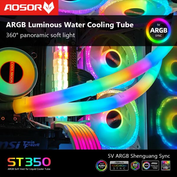 LONA DE CONFRIÇÃO ST350 SILICON TUBO macio Argb Vest 5v 3pin argb aura sincroniza luminosa manga luminosa kit de resfriamento de água de mangueira de iluminação flexível