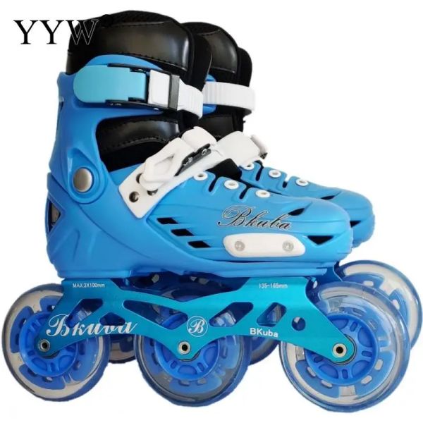 Sneakers Roller Sneaker PVC Flash ajustável Crianças 3 Wheels Sapatos de patinação Sapatos de patinação para 2 cores Patinas de velocidade de slalom Tamanho 3138