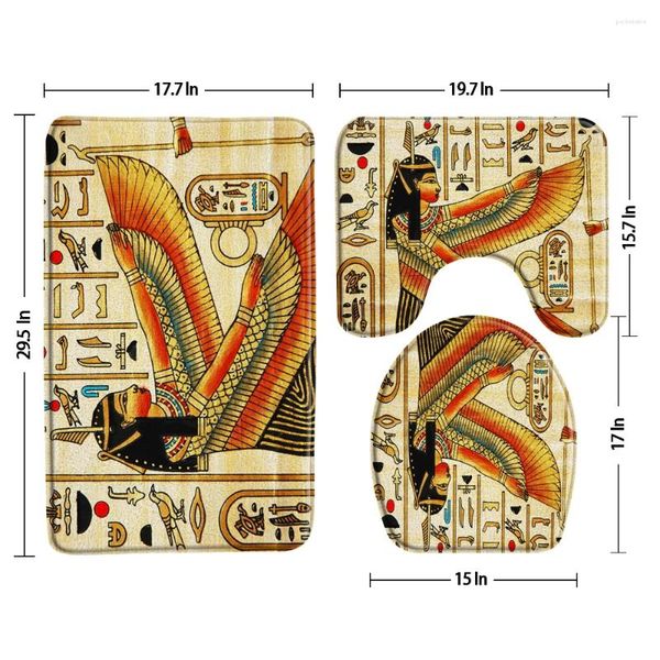 Tapetes de banho 3d antigo faraó egípcio MAT 3pcs Conjunto anti-charro