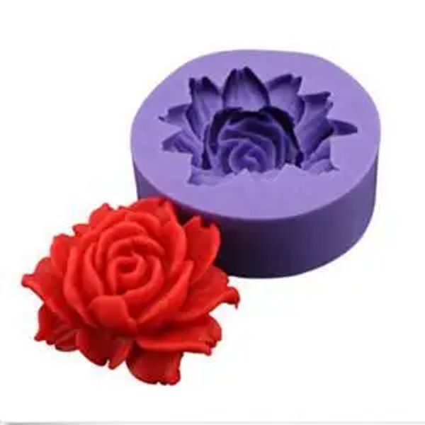 Cupcake artesanal bloom 3d rosa flor fondant silicone molde bolos de assado biscoitos formam geléia de doces de chocolate açúcar de chocolate