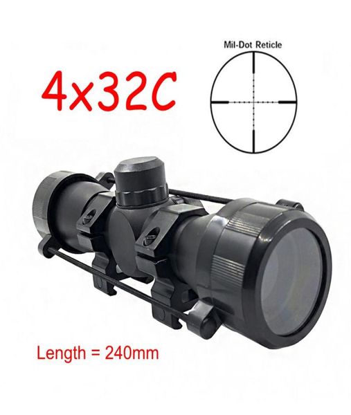 Novo Tactical 4x32 Air Rifle Optics Sniper Scope Compact Riflescopes Scopes de caça com montagens de trilho de 20 mm11mm9297841