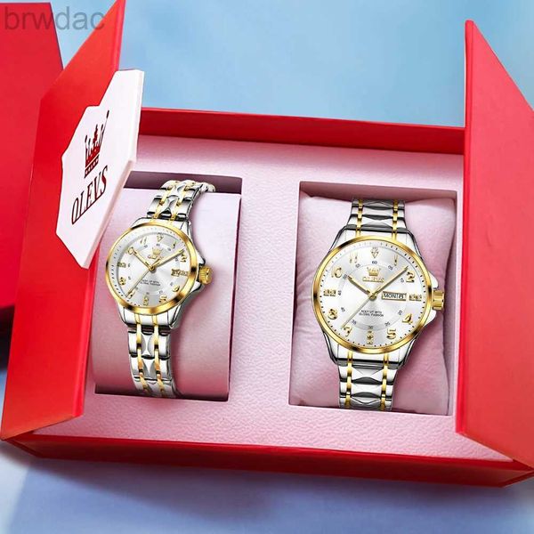 Relógios femininos Olevs Casal assista a homens e mulheres aço inoxidável Dial Dial Wedding Wedding Wedding Luxury Brand Lovers Chartz Wristwatch 240409