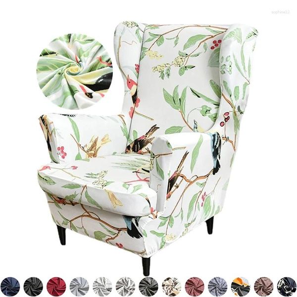 Stuhlabdeckung floral bedruckter Flügelabdeckung Nordisch hochrücken Sessel Slipperdeckel staubdes chemische Sofa Slippcover für Wohnzimmer Wohnheimdekoration