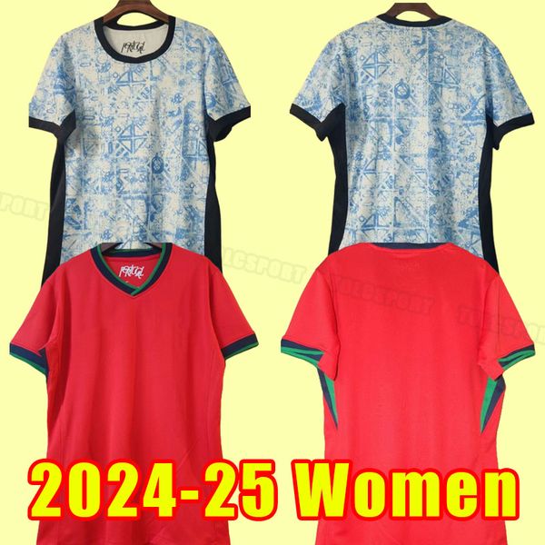 Mulheres 2024 Jerseys de futebol Portuguusa Joao Felix Bruno Fernandes Bernardo Andre Silva Diogo J. Camisa de futebol Camisa de Futebol Girl