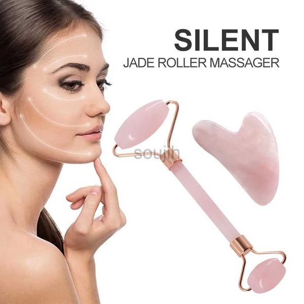 Massager faccia rullo per massaggio facciale in pietra naturale Jade gua sha rullo facciale set di massaggio guasha strumento per il corpo spa per la cura della pelle dei prodotti Nuovi 240409