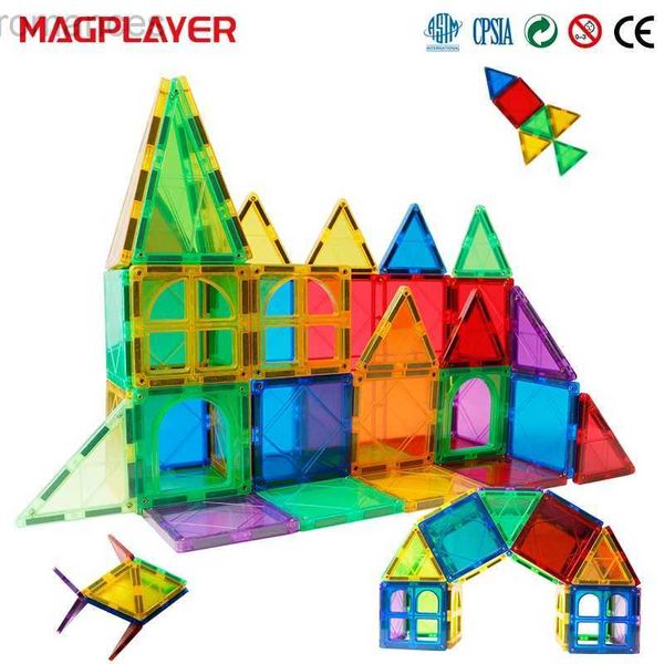 Ímãs brinquedos magnéticos MagPlayer Bloco de construção magnética Crianças Games DIY Montessori Toys educacionais Conjuntos de construção de ímãs para crianças Presente 240409