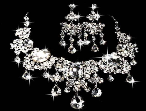 Brincos de colar de noiva Duas peças de perfuração de água novas jóias jóias Jóias de casamento6524499
