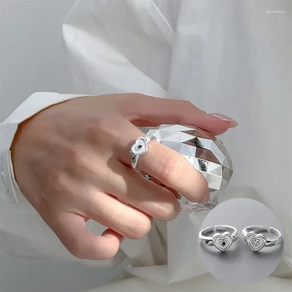 Clusterringe 925 Sterling Silber Zirkon Liebes Herz Offener Ring für Frauen Mädchen Einfacher unregelmäßiger Design Schmuckparty Geschenk Drop